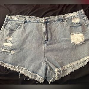 SHEIN Light Blue Distressed Jean Shorts